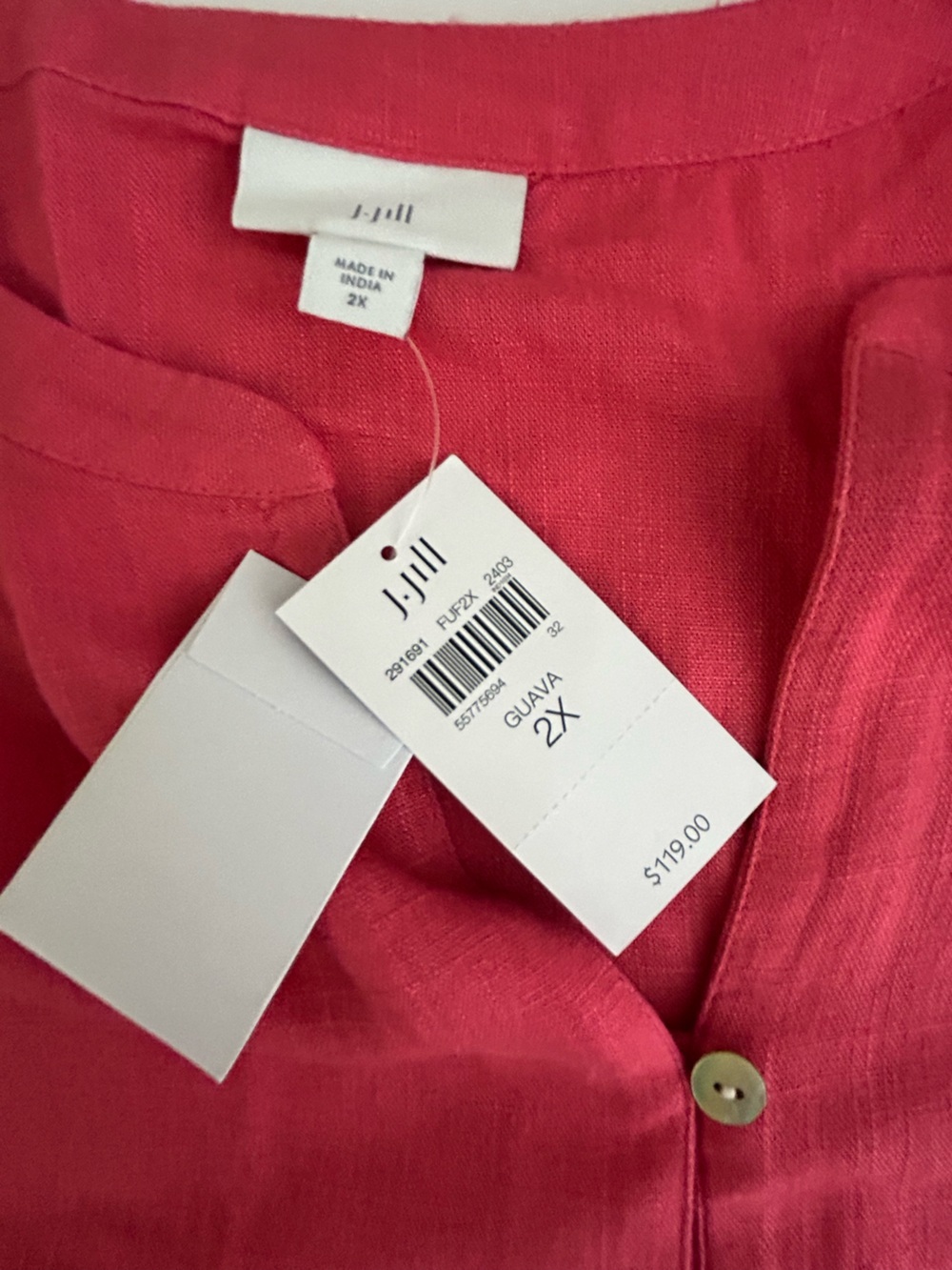J. Jill Guava Linen Blend Dress 2X Coastal Boho Button Up Midi NWT - Picture 6 of 12